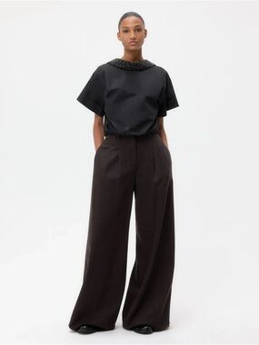 Twp Avery Wide-Leg Trousers in Deep Brown